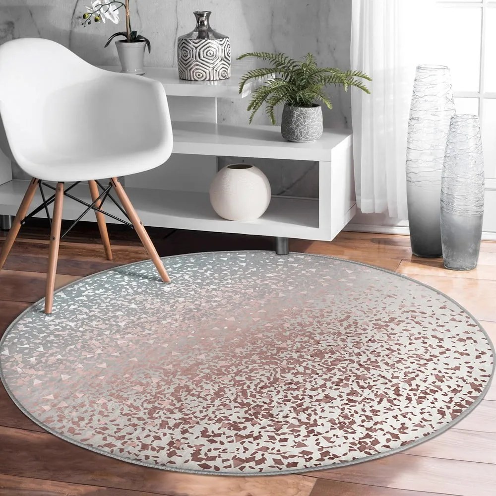 Prateľný okrúhly koberec v sivo-medenej farbe vhodný pre robotické vysávače ø 120 cm Comfort – Mila Home