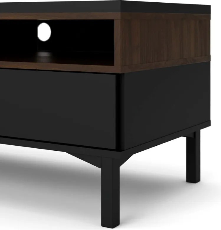 Televízny stolík Atreila 179 155 cm čierna/orech tmavý