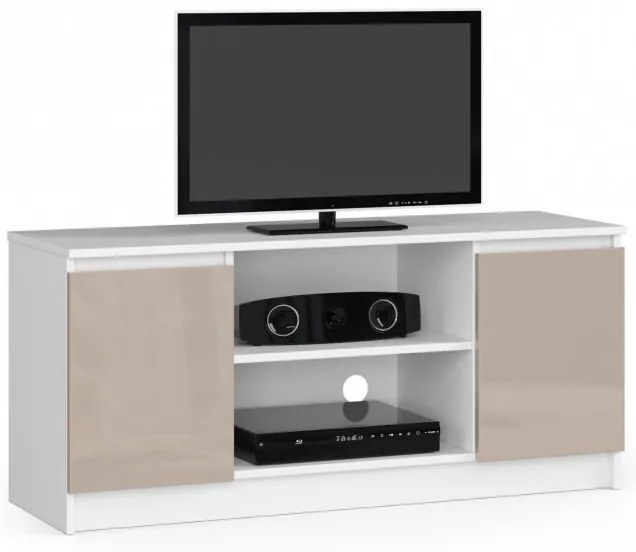 Stolík pod TV RTV 120 2D 1P biely / cappuccino, lesk