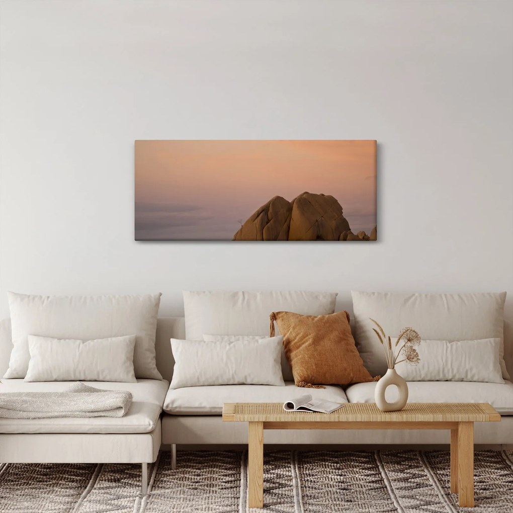 Obraz západu slnka v skalách (120x50 cm)