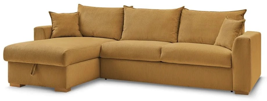 Žltá menčestrová rozkladacia rohová pohovka (variabilná) Augustin – Bobochic Paris