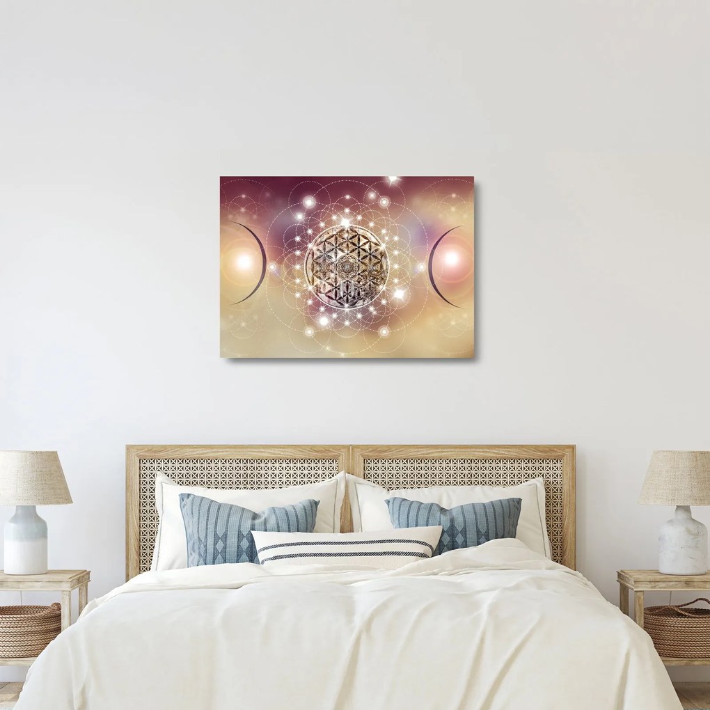 Sklenený obraz - Mandala s elementmi (70x50 cm)