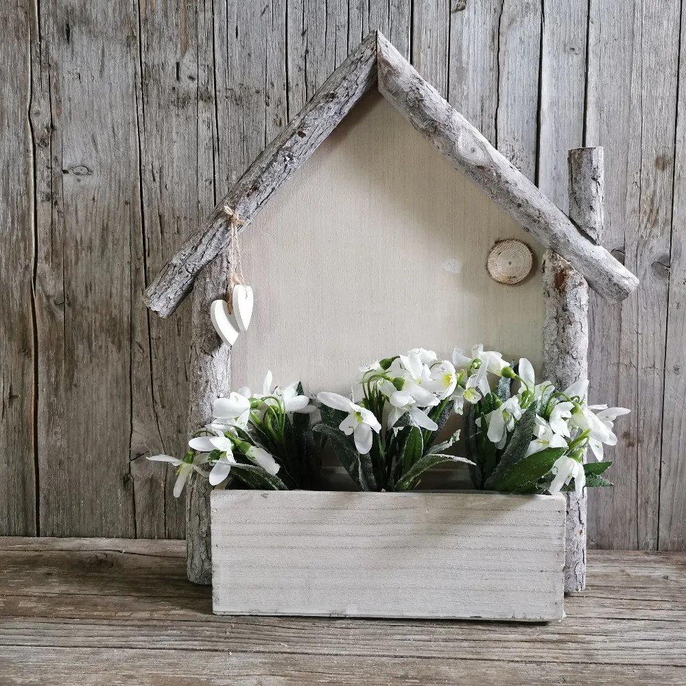 Domček drevený obal na kvety 25×7/42×9cm