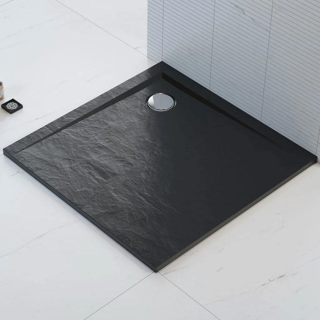 Polimat Štvorcová sprchová vanička z minerálneho kompozitu Perrito SQ 80x80 (90x90) POLIMAT-Farba: Šedá - kamenná štruktúra, POLIMAT-Rozmery: 90x90