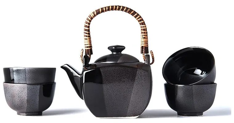 Čierny čajový set MIJ Gunmetal