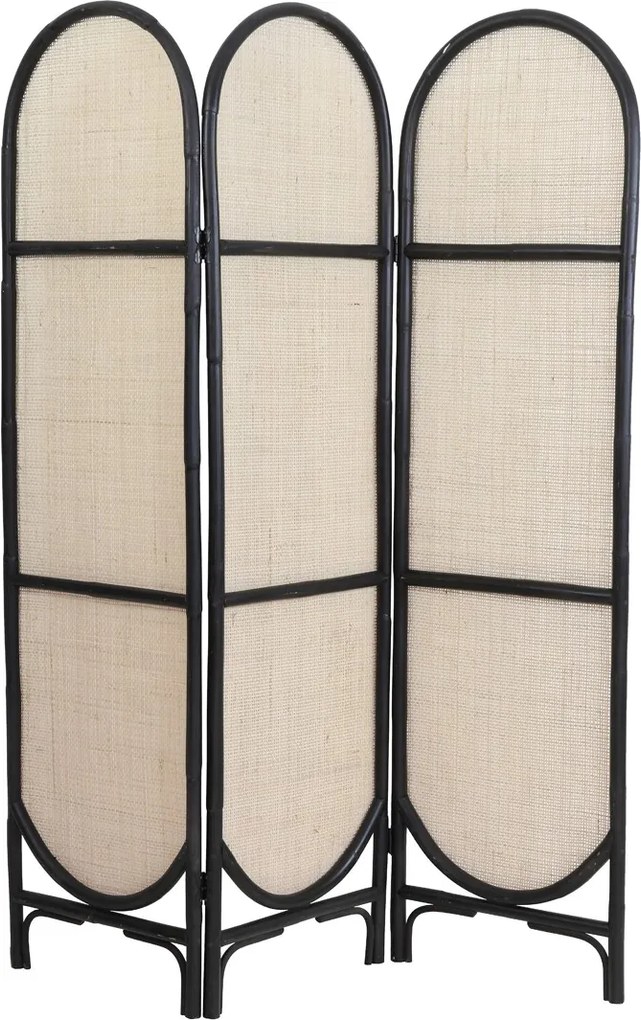 Prírodne-čierny bambusový paraván Herwin black - 150 * 180 cm