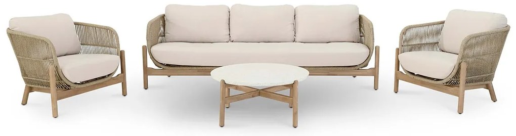 Drevená vypletaná súprava LARA 3 s jedným stolíkom