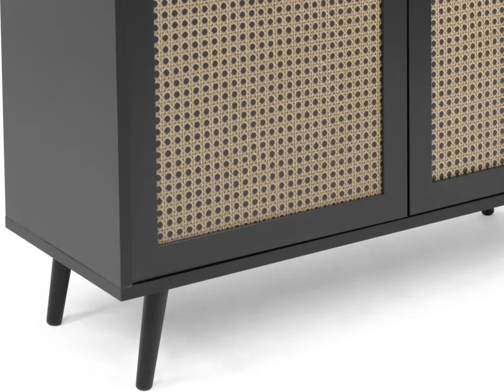 Vysoká vitrína Vienna, čierna/výplet