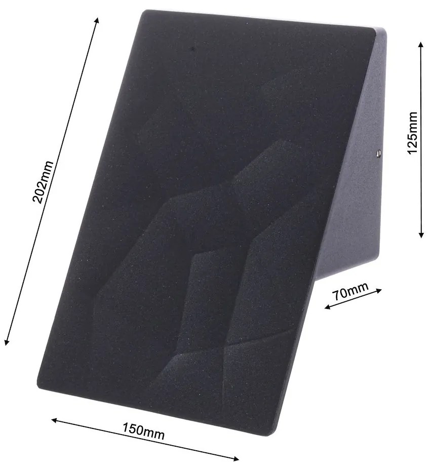 EUlight Exteriérové nástenné LED svietidlo Cracks, 1x LED 10w, tmavosivá