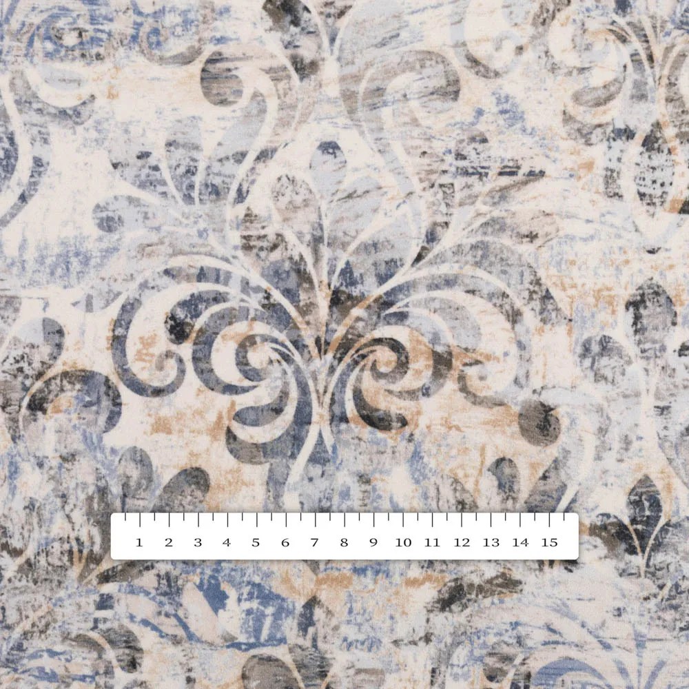 Biante Zamatový štvorcový obrus Tamara TMR-057 Modro-zelený zámocký vzor na krémovom 80x80 cm