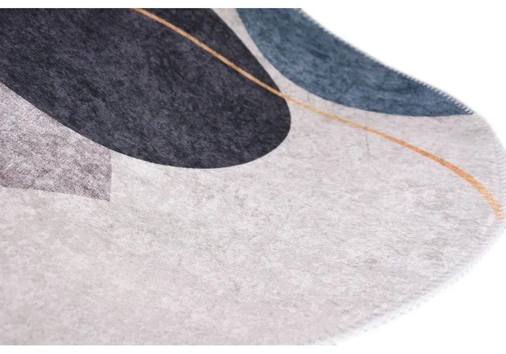 Modro-sivý umývateľný koberec 80x120 cm Oval – Vitaus