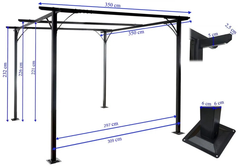 Pergola se stahovací střechou 3,5x3,5 m Dekorhome