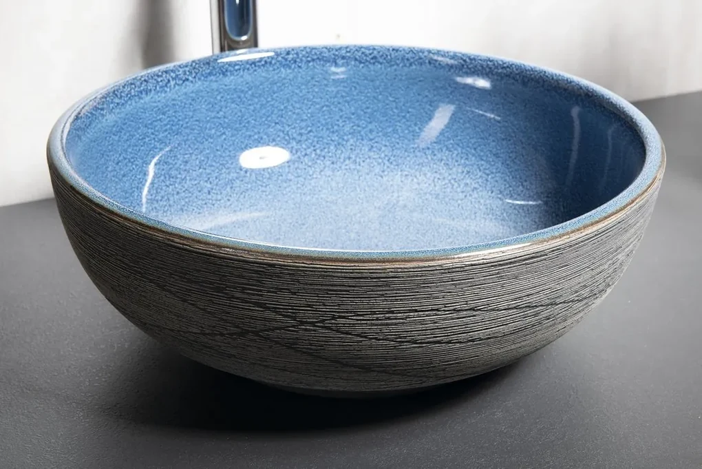 Sapho Sapho, PRIORI keramické umývadlo, priemer 41cm, 15cm, modrá/šedá, PI020