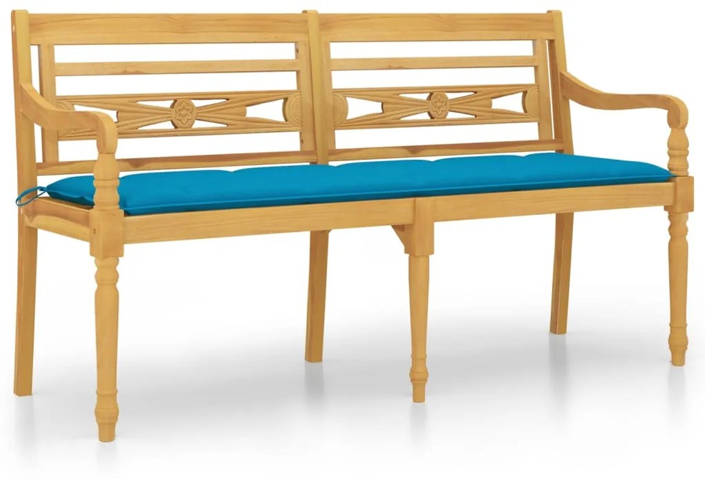 vidaXL Lavička Batavia so svetlomodrou podložkou 150 cm tíkový masív
