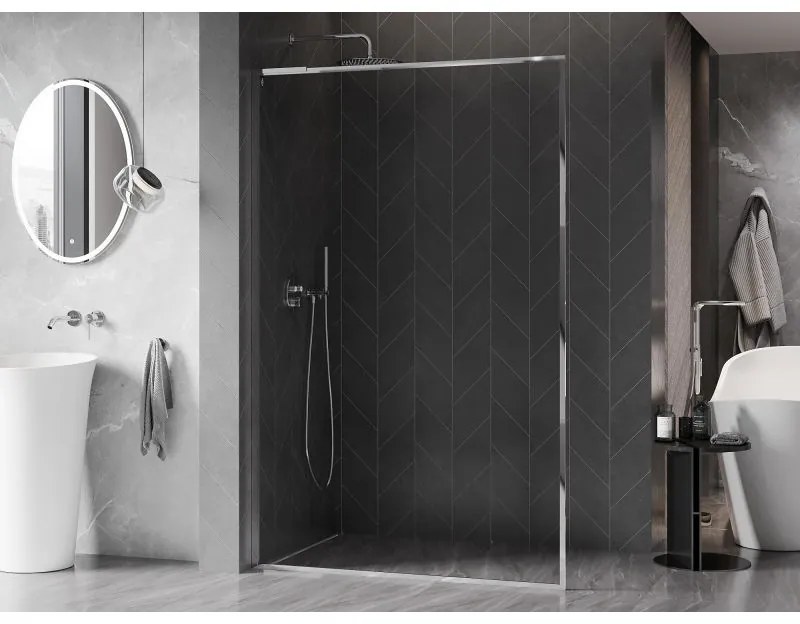 Mexen Kioto-F L, sprchová zástena s rámom 120 x 202 cm, 8 mm číre sklo, chrómový profil, 800-120-174-01-00