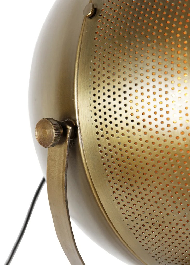 Priemyselná stojaca lampa bronzová s dreveným nastaviteľným - Haicha
