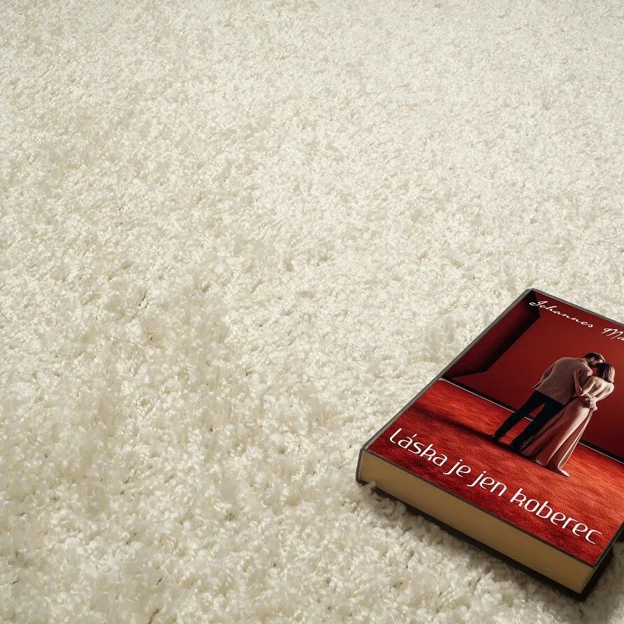 Spoltex Kusový koberec Efor Shaggy 2137 cream, 80 x 150 cm