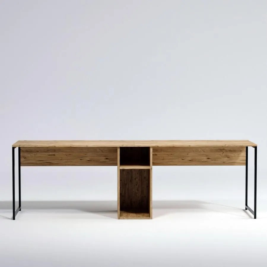 Hanah Home - Dizajnový pracovný dvojstôl IKILI 240 cm, MDF, dubová dýha