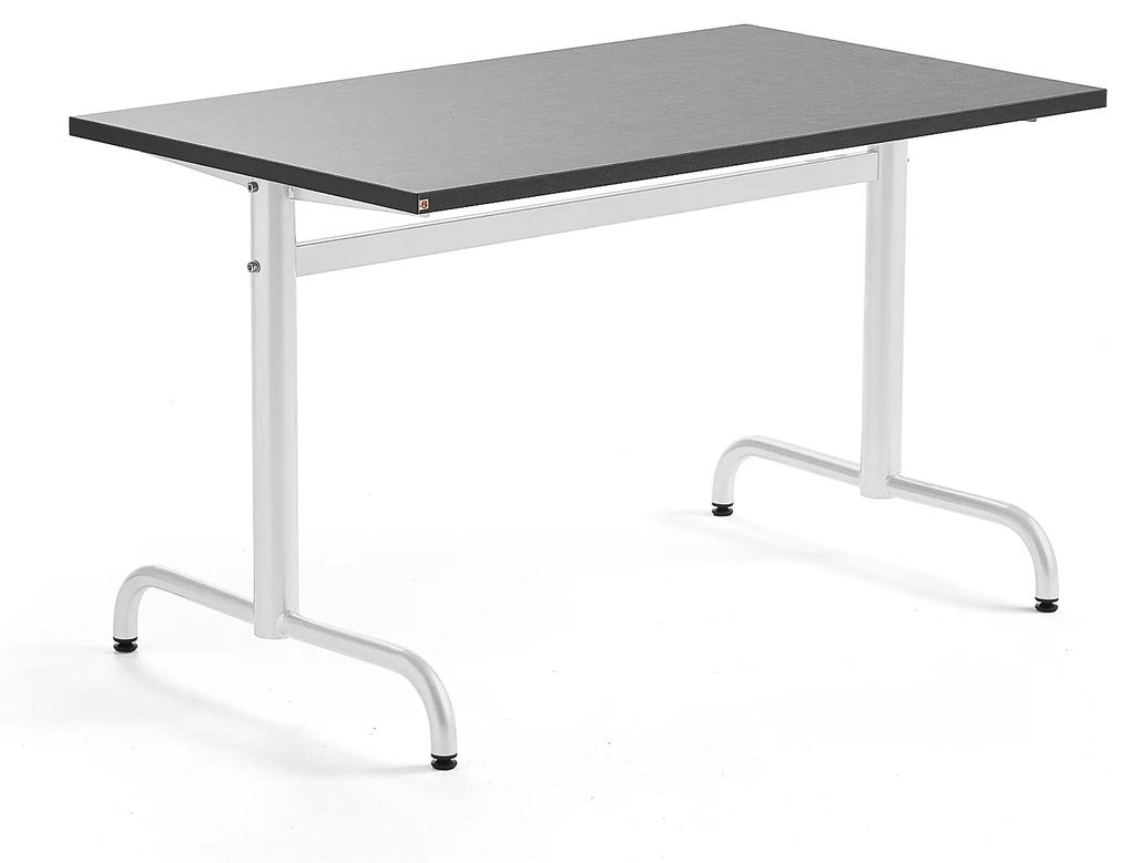Stôl PLURAL, 1200x700x720 mm, linoleum - tmavošedá, biela