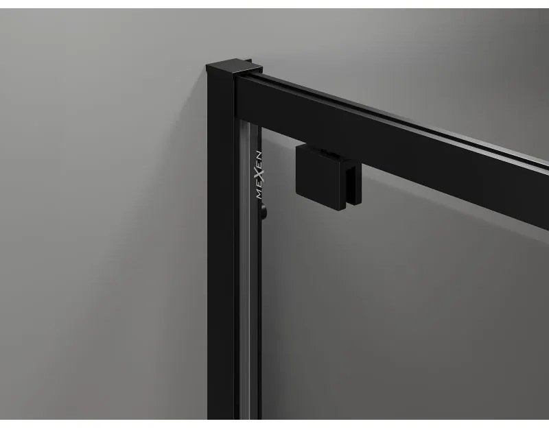 Mexen Exo, 1-krídlové sprchové dvere do otvoru 75 cm, 6mm číre sklo, čierny profil, 8181-075-000-70-00