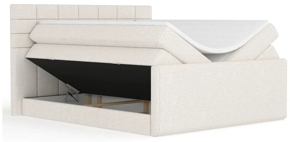 Béžová boxspring posteľ s úložným priestorom 140x200 cm Ava – Maison de Rêve