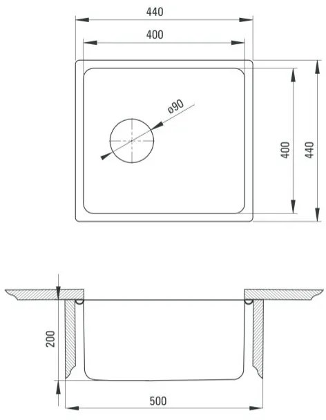 DEANTE EGERIA ZPE_010B Jednodrez 440x440x200, nerez satén, vstavaný - Deante