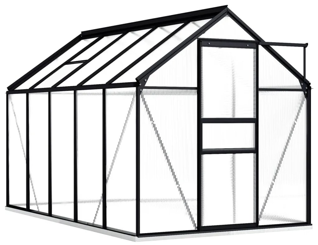 Skleník s podkladovým rámom, antracitový, hliník 5,89 m²
