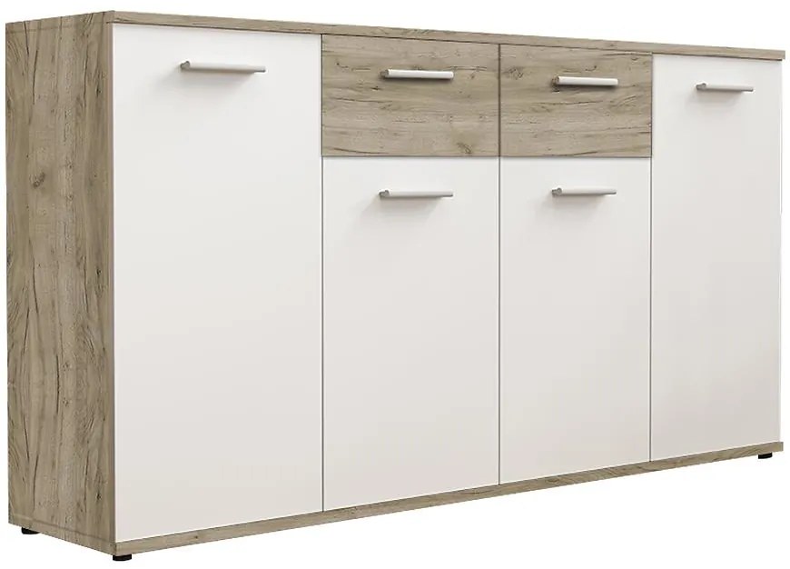 Komoda Jacky 3 Biely/Country Grey