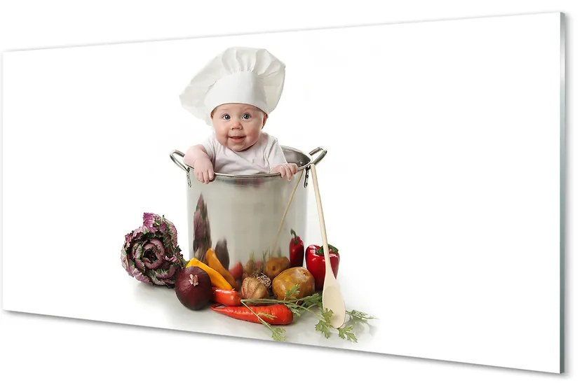 Sklenený obklad do kuchyne Detské zeleniny v hrnci 140x70 cm