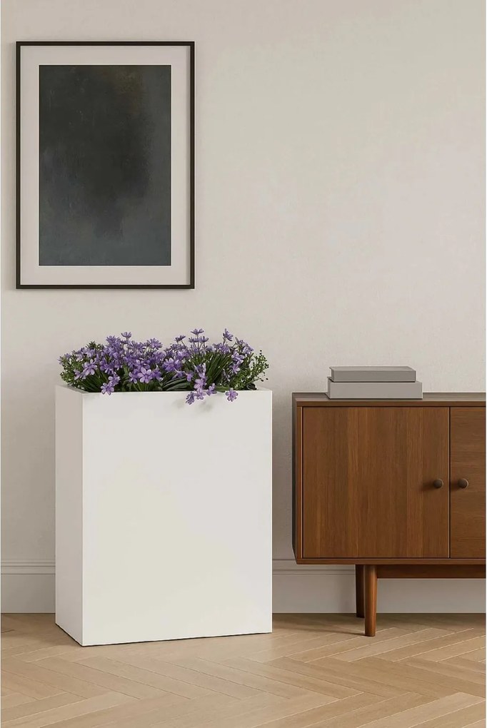 Interiérový kvetináč ELEMENTO, materiál MDF, šírka 60 cm, biely