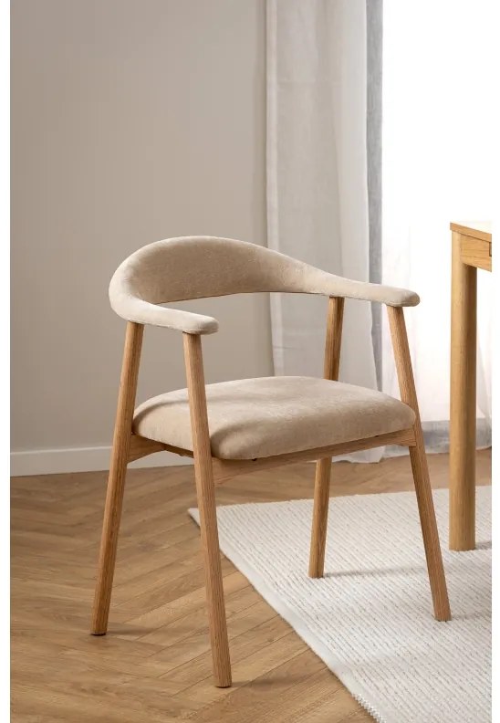 Jídelní židle Addi z masivu béžová/dub přírodní