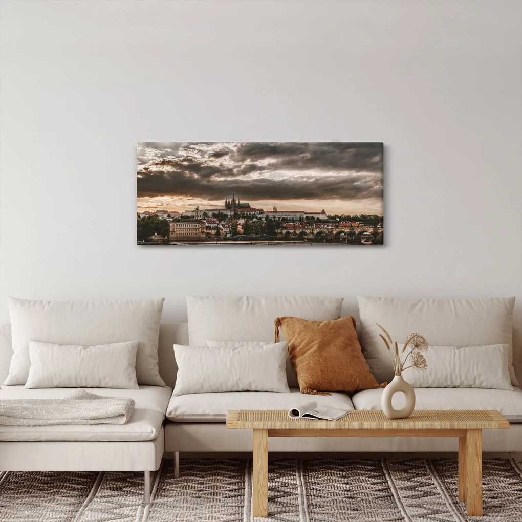 Obraz - zamračená Praha (120x50 cm)