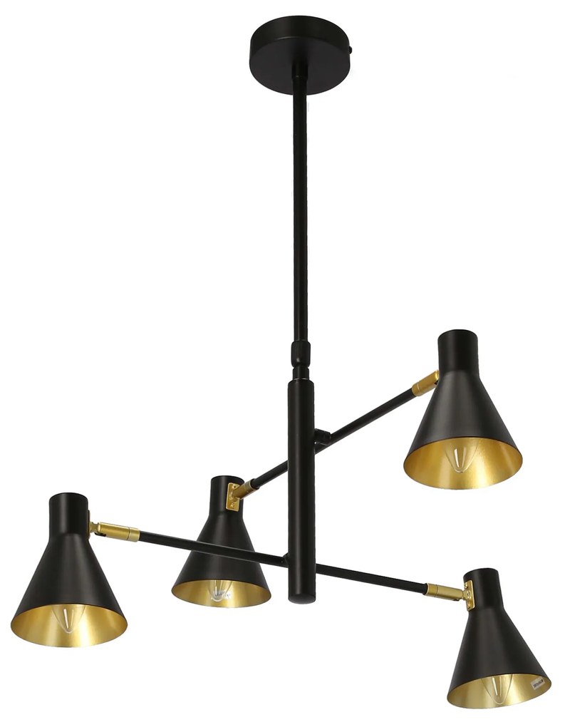 Candellux Čierno-zlatý závesný luster Less pre žiarovku 4x E14 34-72689