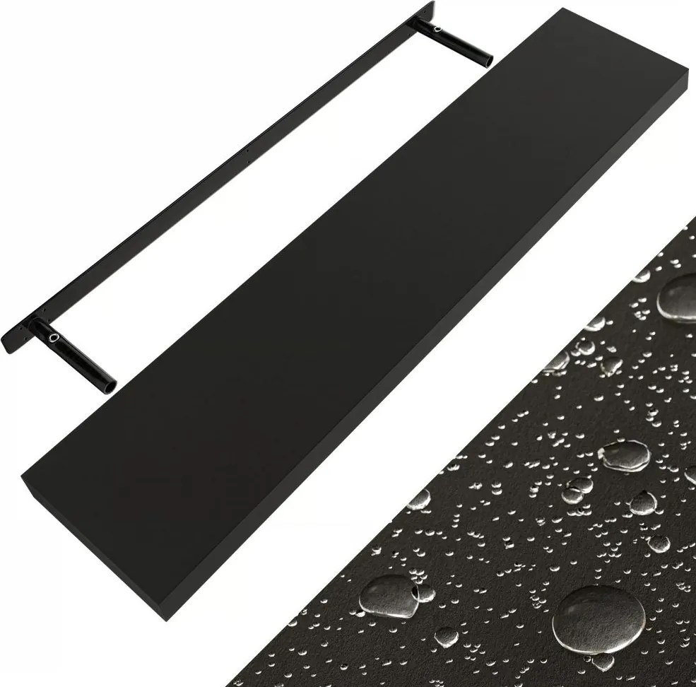 Nástenná polica FIGO + konzola, 110cm, čierna Casaria