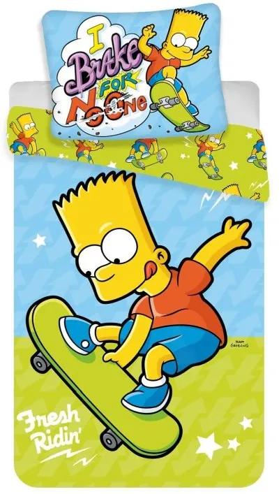 JERRY FABRICS Obliečky Bart Simpson skateboard Bavlna 140/200, 70/90 cm
