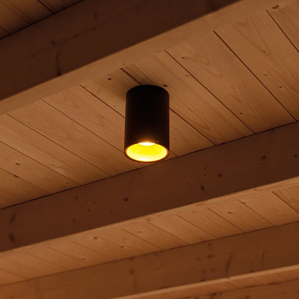 Sada 6 moderných bodových svetiel čierna so zlatou GU10 50mm - Deep