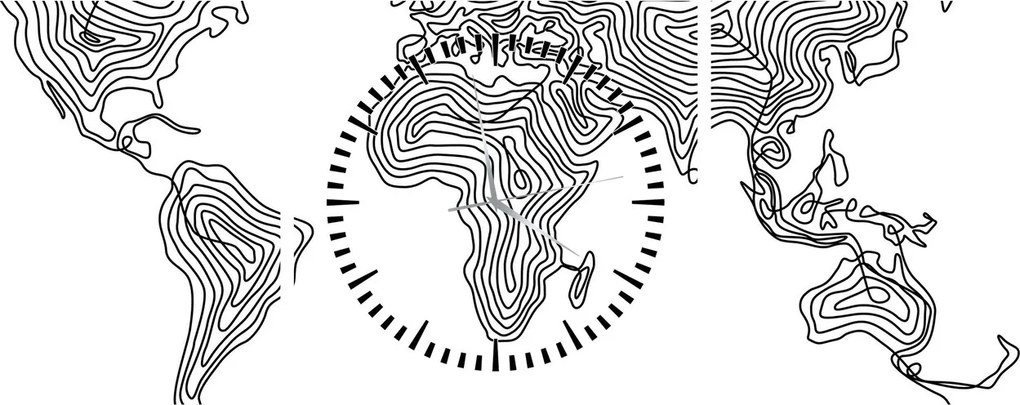 Obraz - Mapa v líniách (s hodinami) (90x30 cm)