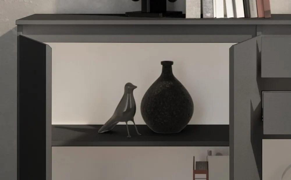 Komoda s 2 šuplíkmi Brest, 119 cm, antracitová