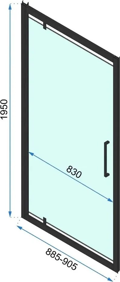 Jednokrídlové sprchové dvere REA RAPID SWING 90 cm pre inštaláciu do niky, zlatá kartáčovaná/transparent - bez vaničky