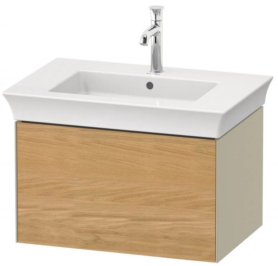 DURAVIT White Tulip závesná skrinka pod umývadlo, 1 zásuvka, 684 x 458 x 410 mm, dub prírodný masív/taupe vysoký lesk, WT42410H5H3