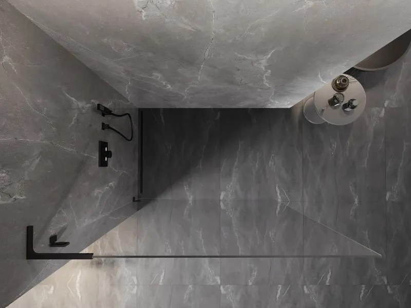 Mexen Lunar L sprchová stena ľavá 110 x 200 cm, 8mm číre sklo, čierna matná, 830L-110-000-70-00-L