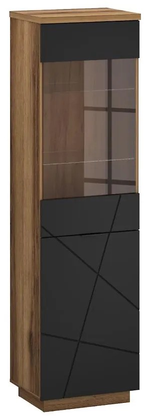 Vitrína Orient A1 1d1w Dub Delano Tmavočierna