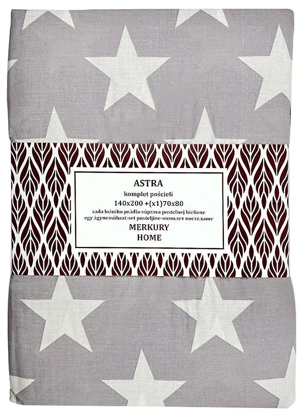 Bavlnená posteľná bielizeň  Astra svetlo sivá/ecru 140x200 (1) 70x80 Merkury Home