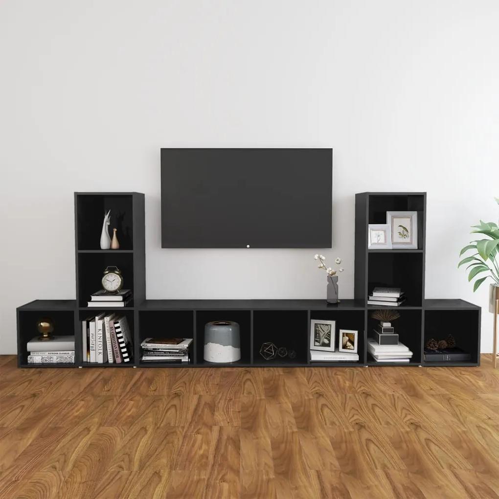 5-dielna súprava TV skriniek lesklá sivá drevotrieska 3080005
