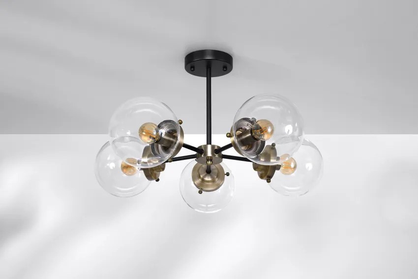 Candellux Čierno-patinové stropné svietidlo Lens pre žiarovku 5x E14 35-01306