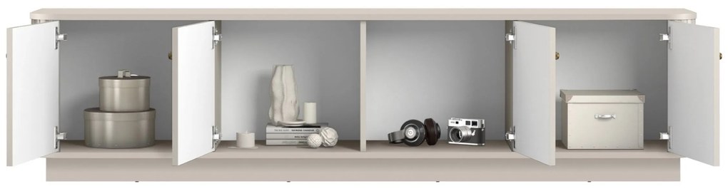 TV stolík Vespera 4D 187 cm na sokli - kašmírová / zlatá