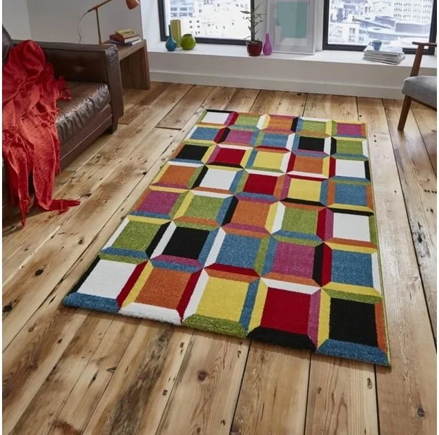 Farebný kockovaný koberec Think Rugs Sunrise, 160 × 220 cm