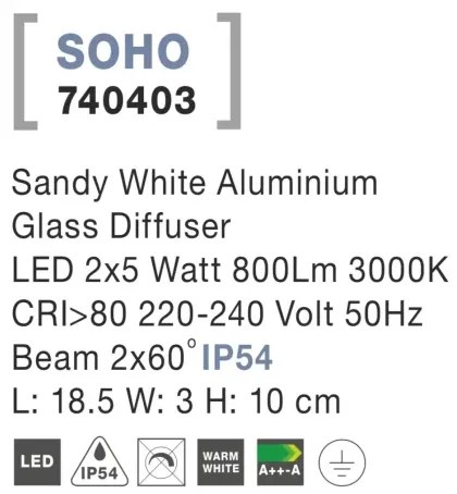 Vonkajšie LED svietidlo Soho 18.5 biele