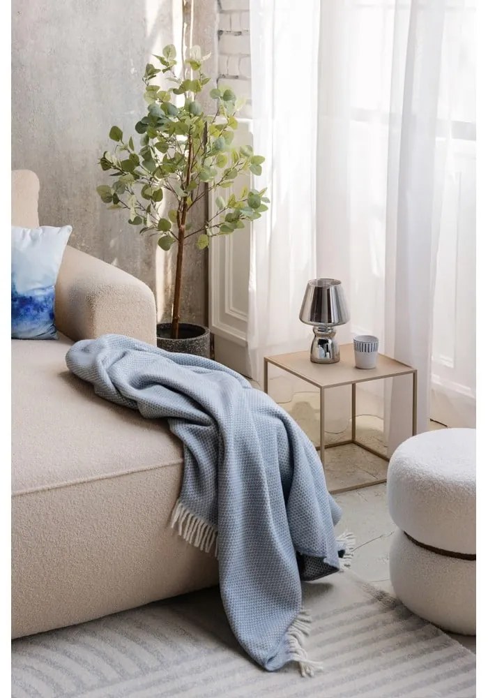 Modrá rozkladacia rohová pohovka z textílie buklé (ľavý roh) Quinoa – Bonami Selection