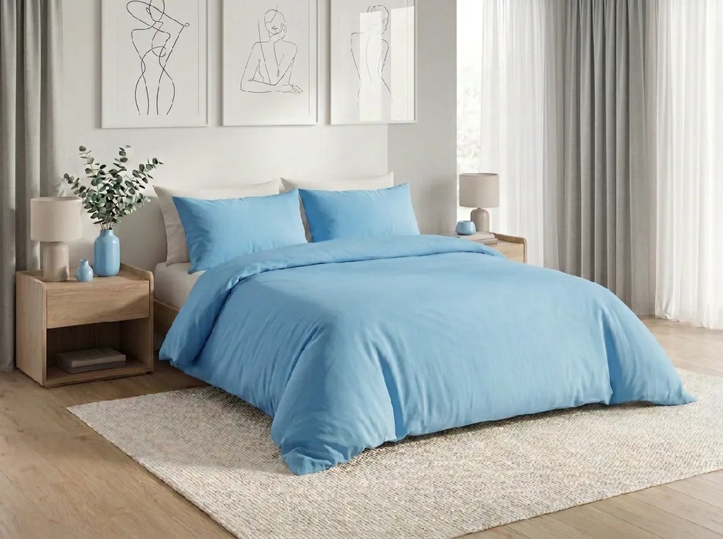 Bavlnené obliečky CALMORA svetlomodré Rozmer obliečky: 70 x 90 cm | 140 x 220 cm
